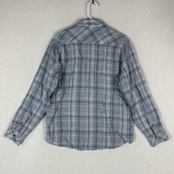 Rails Long Sleeve Button Up 100% Linen Shirt Mens Medium Blue Plaid Havana Jewel - Picture 9 of 14